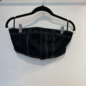 Strapless black jean top